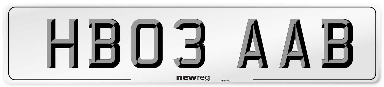 HB03 AAB Number Plate from New Reg